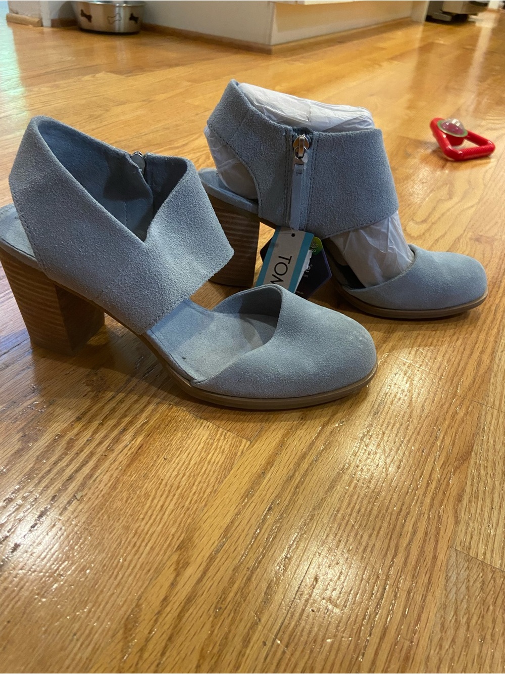 TOMS Light Blue Suede Block Heel Sandals